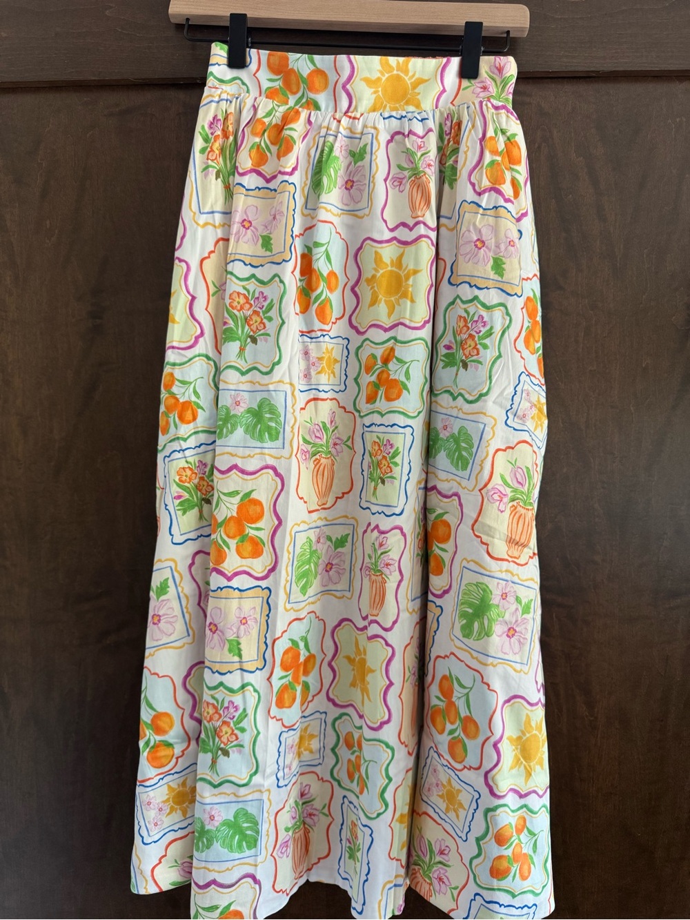 NWT PROSPERINA MADDIE MULTI PRINT COTTON REVERSIBLE MIDI SKIRT XS